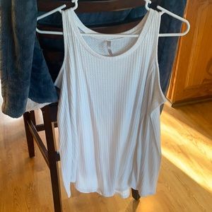 Cream cold shoulder boatneck blouse